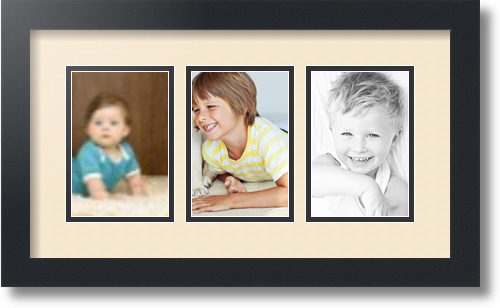 ArtToFrames Collage Mat Picture Photo Frame - 3 4x6" Openings in Satin Black 23