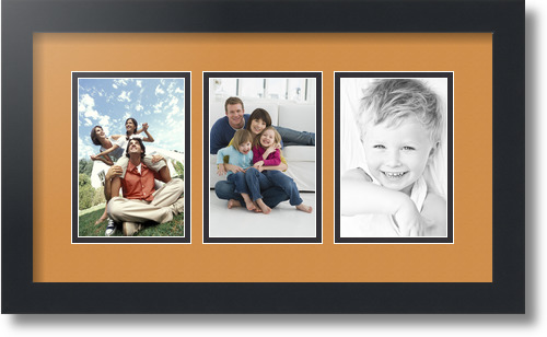 ArtToFrames Collage Mat Picture Photo Frame - 3 4x6" Openings in Satin Black 23