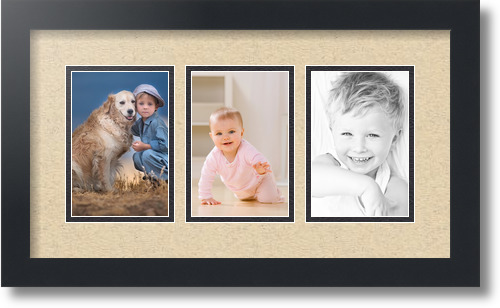 ArtToFrames Collage Mat Picture Photo Frame - 3 4x6" Openings in Satin Black 23