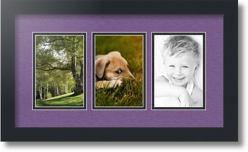 ArtToFrames Collage Mat Picture Photo Frame - 3 4x6" Openings in Satin Black 23