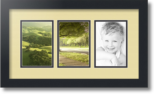 ArtToFrames Collage Mat Picture Photo Frame - 3 4x6" Openings in Satin Black 23