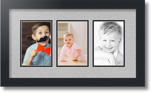 ArtToFrames Collage Mat Picture Photo Frame - 3 4x6" Openings in Satin Black 23