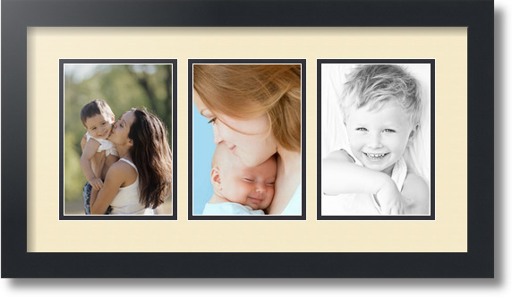 ArtToFrames Collage Mat Picture Photo Frame - 3 5x7" Openings in Satin Black 24