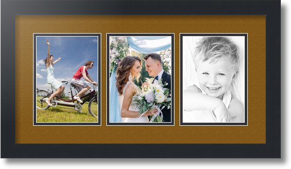 ArtToFrames Collage Mat Picture Photo Frame - 3 5x7" Openings in Satin Black 24