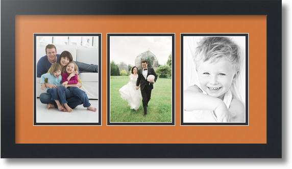 ArtToFrames Collage Mat Picture Photo Frame - 3 5x7" Openings in Satin Black 24