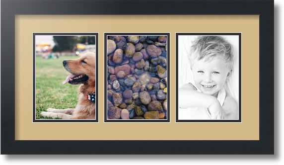 ArtToFrames Collage Mat Picture Photo Frame - 3 5x7" Openings in Satin Black 24