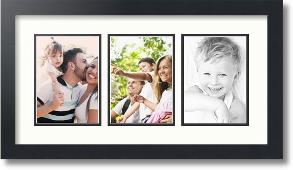 ArtToFrames Collage Mat Picture Photo Frame - 3 5x7" Openings in Satin Black 24