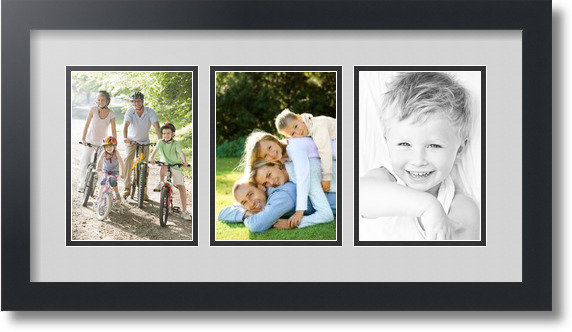 ArtToFrames Collage Mat Picture Photo Frame - 3 5x7" Openings in Satin Black 24