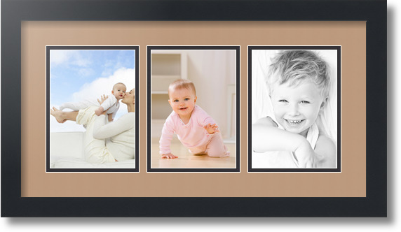 ArtToFrames Collage Mat Picture Photo Frame - 3 5x7" Openings in Satin Black 24