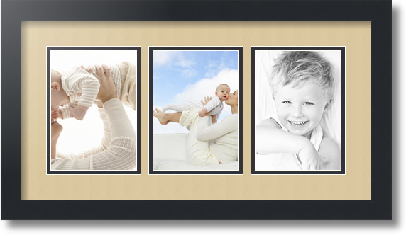 ArtToFrames Collage Mat Picture Photo Frame - 3 5x7" Openings in Satin Black 24