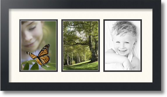 ArtToFrames Collage Mat Picture Photo Frame - 3 5x7" Openings in Satin Black 24