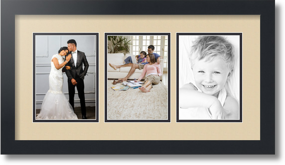 ArtToFrames Collage Mat Picture Photo Frame - 3 5x7" Openings in Satin Black 24