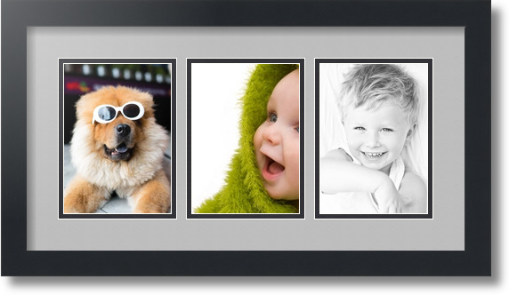 ArtToFrames Collage Mat Picture Photo Frame - 3 5x7" Openings in Satin Black 24