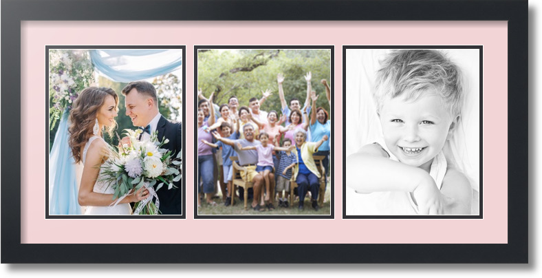 3 8x10" Openings Satin Black 25 ArtToFrames Collage Mat Picture Photo Frame 