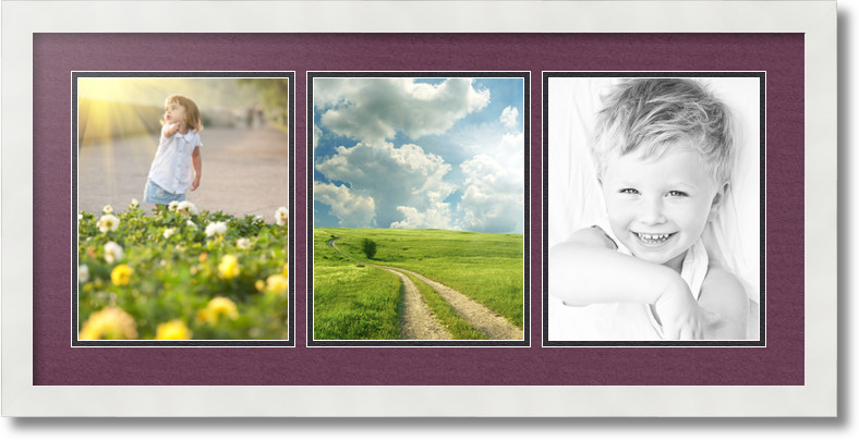 ArtToFrames Collage Mat Picture Photo Frame 3 8x10" Openings in Satin White 25 - Picture 52 of 62