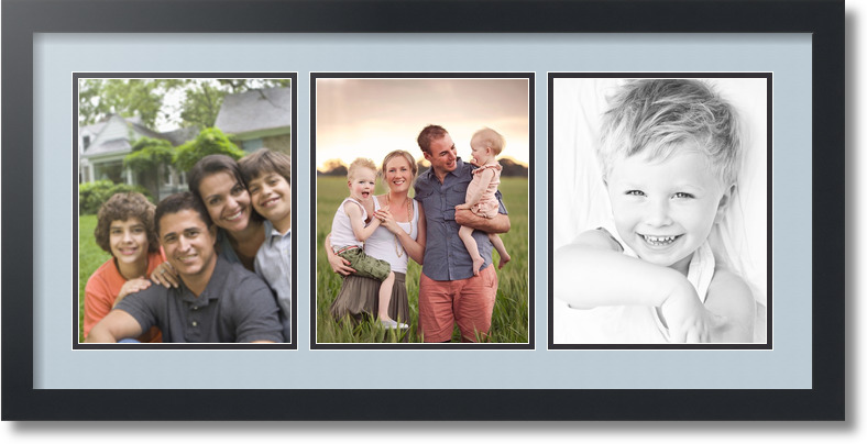 ArtToFrames Collage Photo Frame Double Mat with 2-8x10 Openings and Satin Black Frame