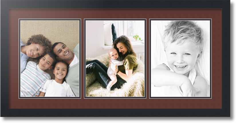 ArtToFrames Collage Mat Picture Photo Frame 3 8.5x11" Openings Satin Black 28