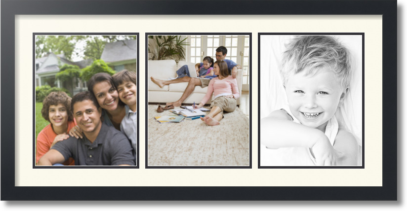 ArtToFrames Collage Mat Picture Photo Frame 3 8.5x11" Openings Satin Black 28