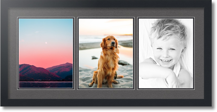 ArtToFrames Collage Mat Picture Photo Frame 3 8.5x11" Openings Satin Black 28