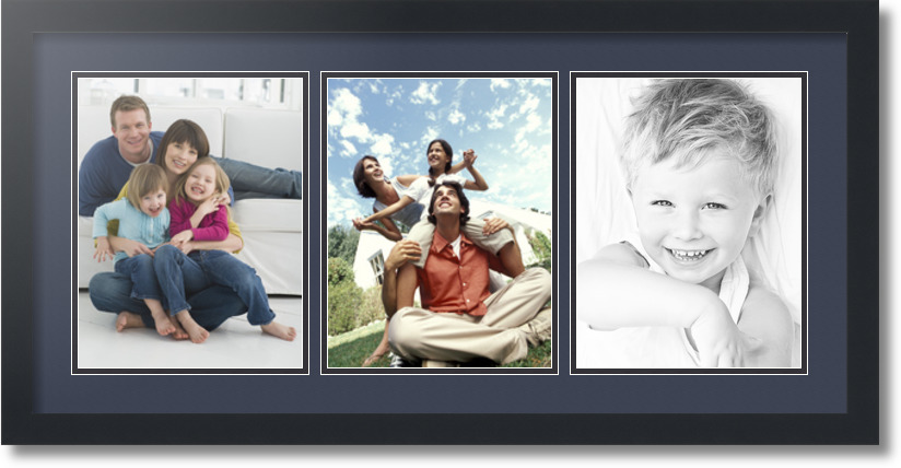 ArtToFrames Collage Mat Picture Photo Frame 3 8.5x11" Openings Satin Black 28