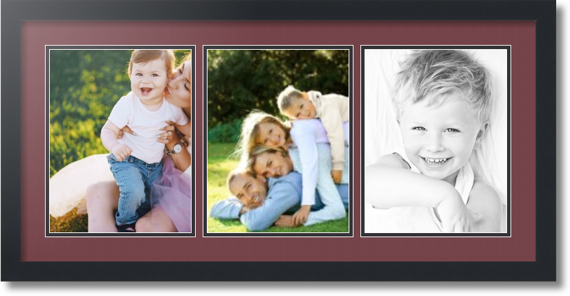 ArtToFrames Collage Mat Picture Photo Frame 3 8.5x11" Openings Satin Black 28