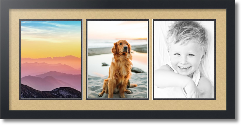 ArtToFrames Collage Mat Picture Photo Frame 3 8.5x11" Openings Satin Black 28