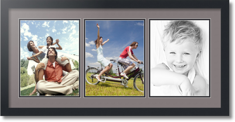 ArtToFrames Collage Mat Picture Photo Frame 3 8.5x11" Openings Satin Black 28