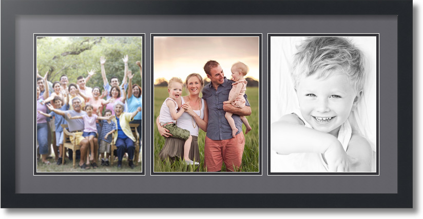 ArtToFrames Collage Mat Picture Photo Frame 3 8.5x11" Openings Satin Black 28