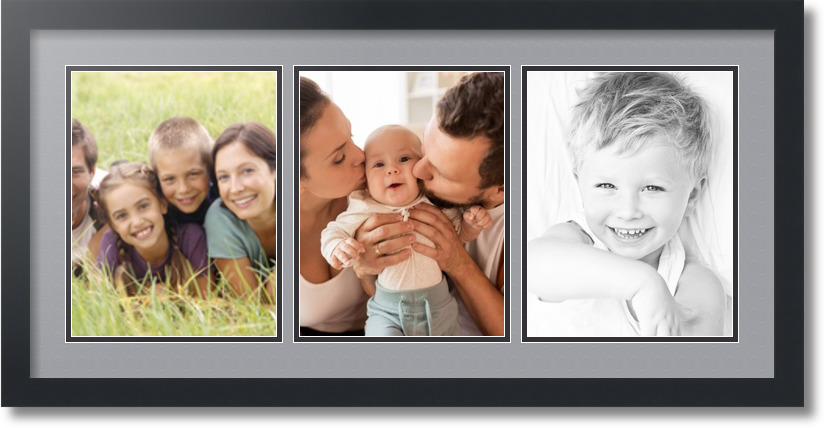 ArtToFrames 1.25-Inch Espresso Picture Frame with 4 Openings of 8.5 by 11-Inch and a TV Grey Top Mat and Black Bottom Mat Alphabet Frame 