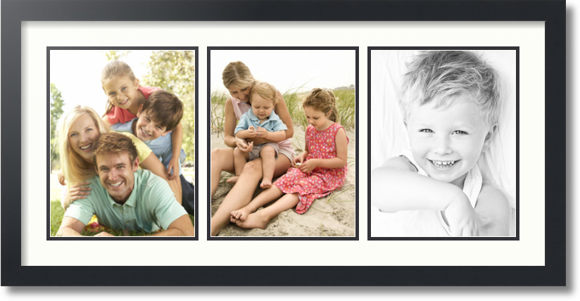 ArtToFrames Collage Mat Picture Photo Frame 3 8.5x11" Openings Satin Black 28