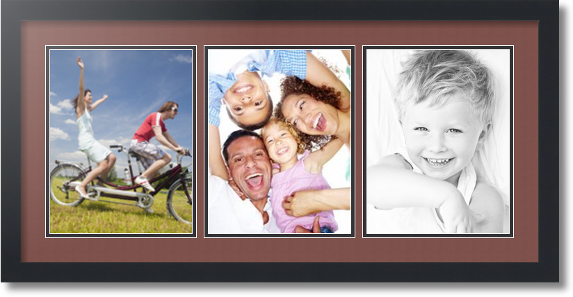 ArtToFrames Collage Mat Picture Photo Frame 3 8.5x11" Openings Satin Black 28