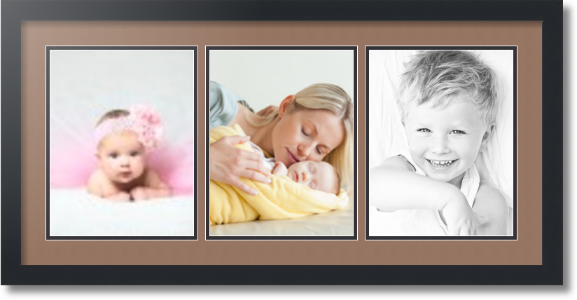 ArtToFrames Collage Mat Picture Photo Frame 3 8.5x11" Openings Satin Black 28