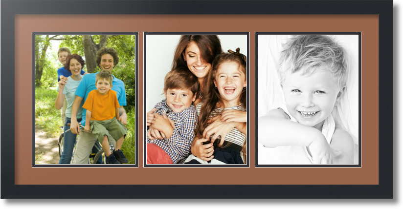 ArtToFrames Collage Mat Picture Photo Frame 3 8.5x11" Openings Satin Black 28