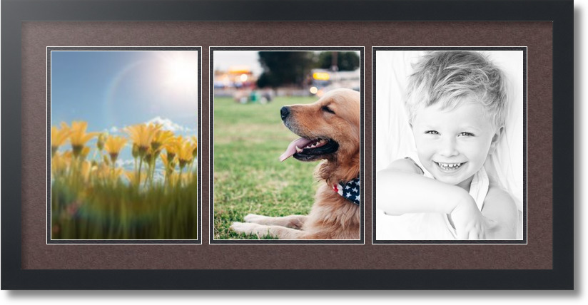 ArtToFrames Collage Mat Picture Photo Frame 3 8.5x11" Openings Satin Black 28