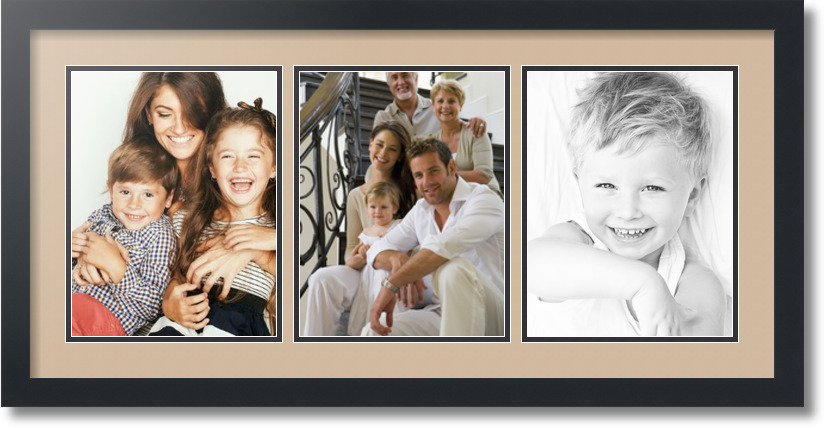 ArtToFrames Collage Mat Picture Photo Frame 3 8.5x11" Openings Satin Black 28