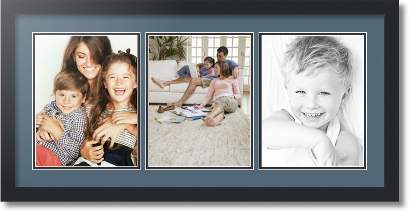 ArtToFrames Collage Mat Picture Photo Frame 3 8.5x11" Openings Satin Black 28