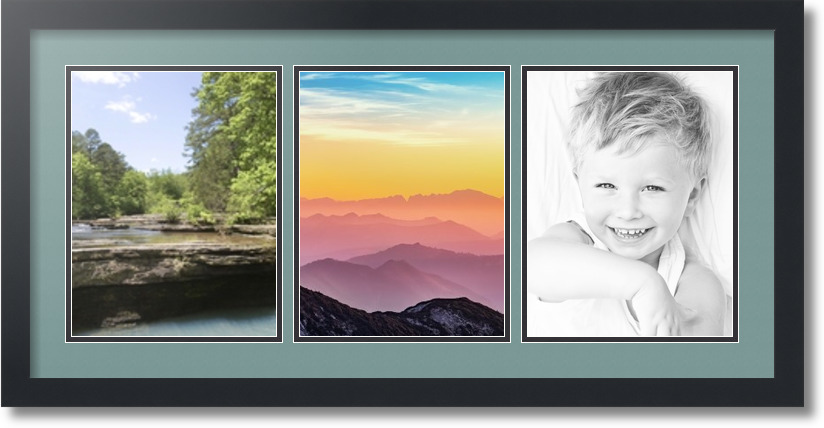 ArtToFrames Collage Mat Picture Photo Frame 3 8.5x11" Openings Satin Black 28