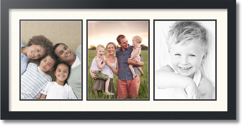 ArtToFrames Collage Mat Picture Photo Frame 3 8.5x11" Openings Satin Black 28