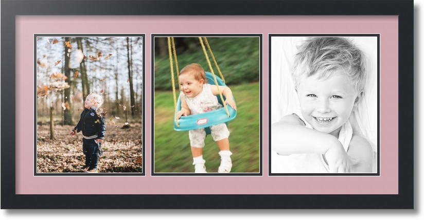 ArtToFrames Collage Mat Picture Photo Frame 3 8.5x11" Openings Satin Black 28