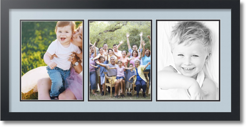 ArtToFrames Collage Mat Picture Photo Frame 3 8.5x11" Openings Satin Black 28