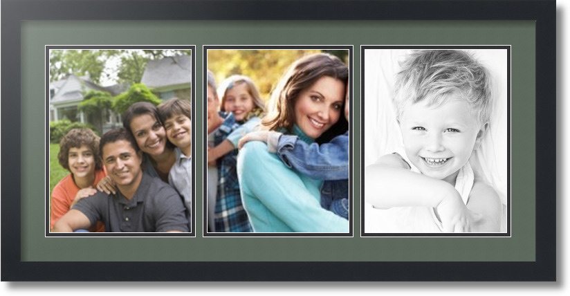 ArtToFrames Collage Mat Picture Photo Frame 3 8.5x11" Openings Satin Black 28