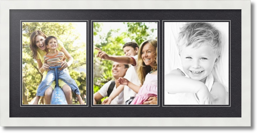 ArtToFrames Collage Mat Picture Photo Frame 3 Openings in Satin Black 1128 