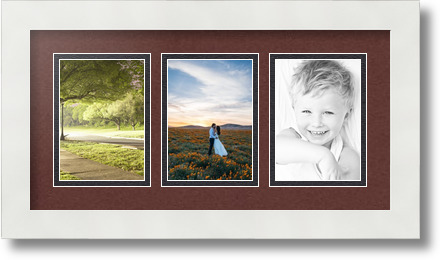 ArtToFrames Collage Mat Picture Photo Frame 3 3.5x5" Openings in Satin White 29