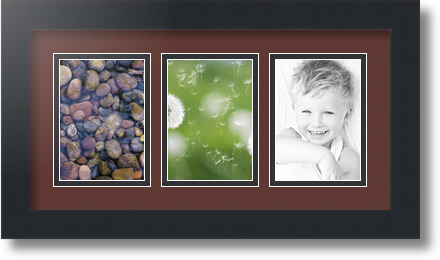 ArtToFrames Collage Mat Picture Photo Frame 3 3.5x5" Openings in Satin Black 29