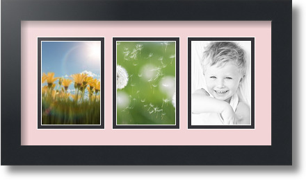 ArtToFrames Collage Mat Picture Photo Frame 3 3.5x5" Openings in Satin Black 29