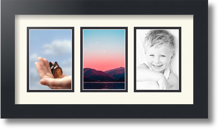 ArtToFrames Collage Mat Picture Photo Frame 3 3.5x5" Openings in Satin Black 29