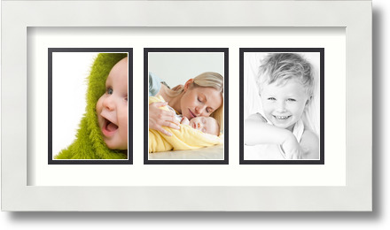 ArtToFrames Collage Mat Picture Photo Frame 3 3.5x5" Openings in Satin White 29