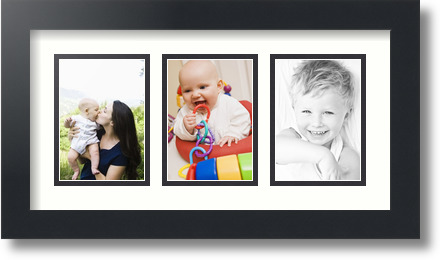 ArtToFrames Collage Mat Picture Photo Frame 3 3.5x5" Openings in Satin Black 29