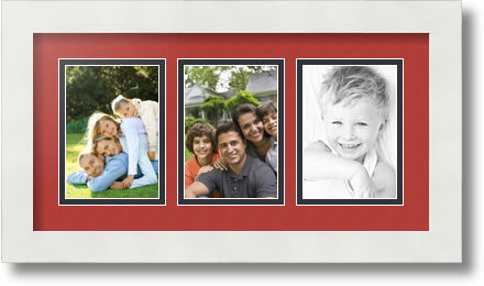 ArtToFrames Collage Mat Picture Photo Frame 3 3.5x5" Openings in Satin White 29