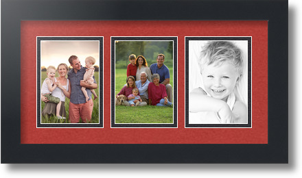 ArtToFrames Collage Mat Picture Photo Frame 3 3.5x5" Openings in Satin Black 29